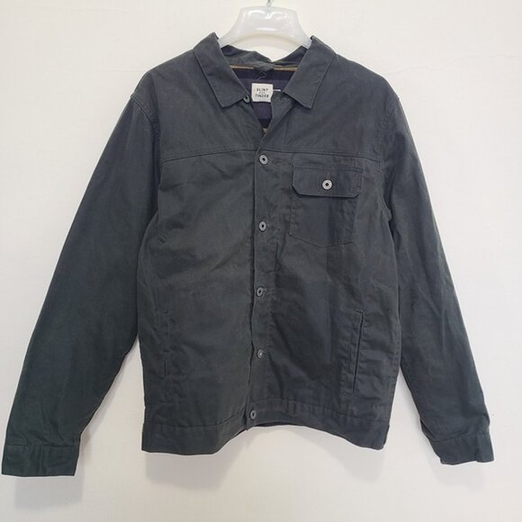 Flint And Tinder Mens XL Flannel Lined Waxed Trucker Jacket Green Workwear - Picture 1 of 9